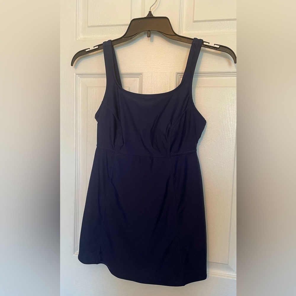 Airway Blue Tummy Control Swim Tank Dress Size 14
